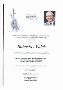Smuteční oznámení Bohuslav Válek