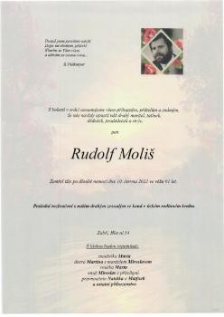Smuteční oznámení Rudolf Moliš