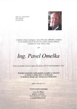 Smuteční oznámení Ing. Pavel Omelka
