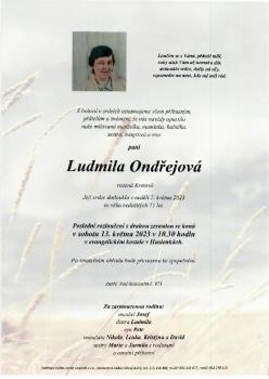 Smuteční oznámení Ludmila Ondřejová
