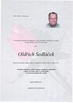 Smuteční oznámení Oldřich Sedláček