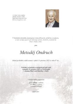 Smuteční oznámení Metoděj Ondruch