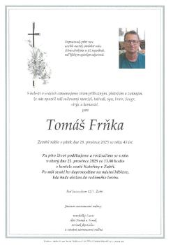 Smuteční oznámení Tomáš Frňka