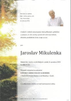 Smuteční oznámení Jaroslav Mikulenka