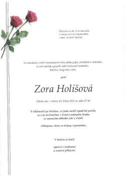Smuteční oznámení Zora Holišová