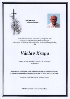 Smuteční oznámení Václav Krupa