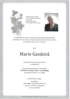 Smuteční oznámení Marie Gazdová