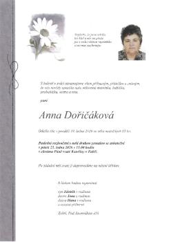 Smuteční oznámení Anna Dořičáková