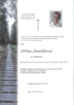 Smuteční oznámení Jiřina Janošková