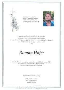 Smuteční oznámení Roman Hofer