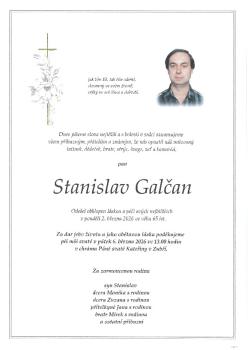 Smuteční oznámení Stanislav Galčan