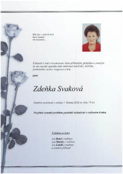 Smuteční oznámení Zdeňka Svaková
