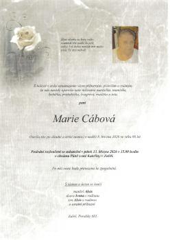 Smuteční oznámení Marie Cábová
