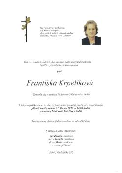 Smuteční oznámení Františka Krpelíková