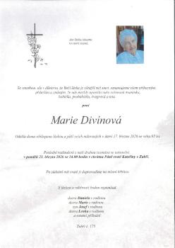 Smuteční oznámení Marie Divínová