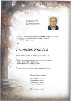 Smuteční oznámení František Koleček