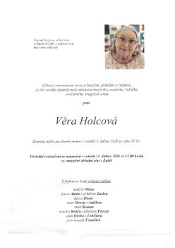 Smuteční oznámení Věra Holcová