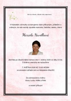 Smuteční oznámení Marcela Havelková