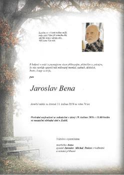 Smuteční oznámení Jaroslav Bena