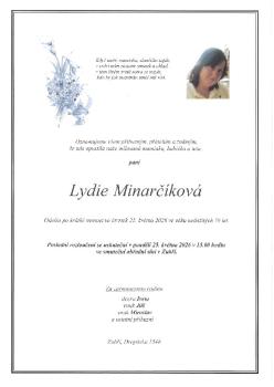 Smuteční oznámení Lydie Minarčíková