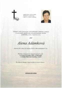 Smuteční oznámení Alena Adámková