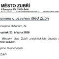 Oznámení o uzavření MěÚ Zubří